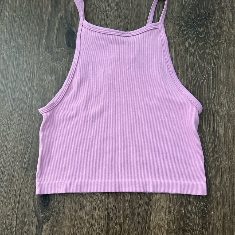 Delta Pink Fitted Crop Tank Top